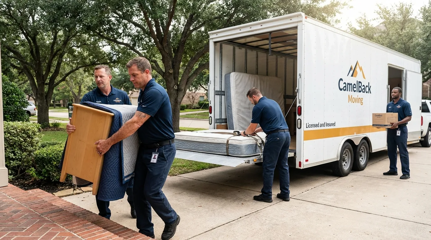 Crew loading residential truck for cross-state move from Red Lodge, MT